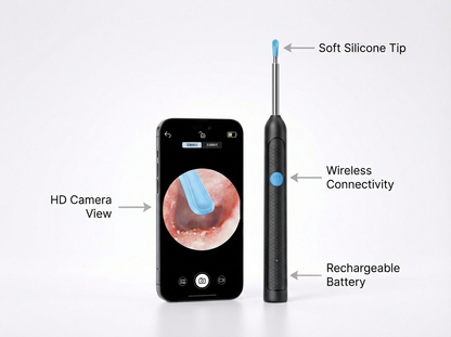 ClearView Pro soft silicone tips for gentle ear cleaning